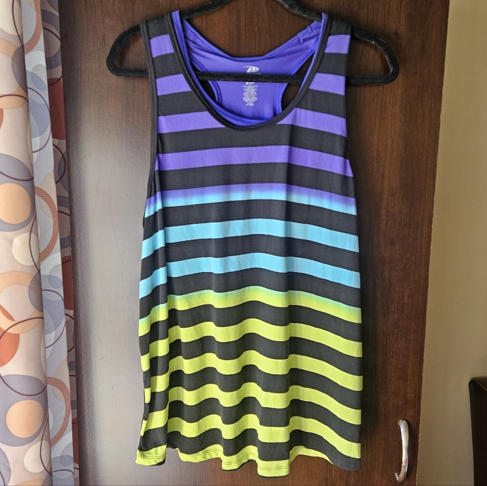 Pro Player Vibrant Striped Tank Top With Built In Bra